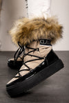 Ankle boots with synthetic fur Sutera, black and beige