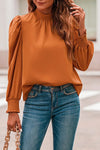 Elegant blouse with high neck, orange