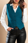 Elegant vest with buttons, petrol