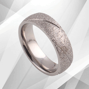 6mm Men’s Gorgeous Sand Finish Tungsten Ring 18Ct White Gold Over UK