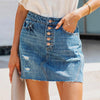 High Waist Elastic Denim Skirt A-Line