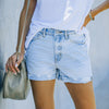 Ripped High Waisted Rolled Fit Blue Shorts