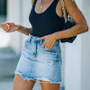 High Waist Vintage Denim Mini Skirt for Women