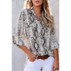 Three-quarter Sleeve Printed Leopard Top Blouse