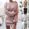 Autumn And Winter Long Sleeve Word-Neck Casual Loose Knitted Sweater D