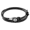 Coal Black Dundee Silver & Leather Bracelet