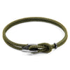 Khaki Green Padstow Silver and Rope Bracelet