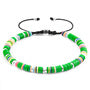 Green Kivu Silver and Vinyl Disc Macrame Bracelet