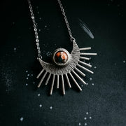 Sun Goddess Necklace - Sun Pendant with Copper Oyster Turquoise