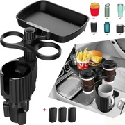 Rotatable Twin Car Cup Holders with Food Tray