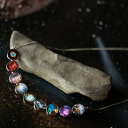 Curved Nebula Rainbow Necklace in Silver