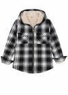 Kids Matching Family Black White Hooded Flannel Jacket