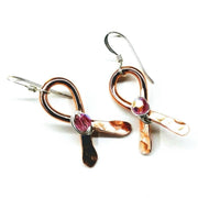 Copper Breast Cancer Awareness Ribbon Earrings