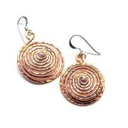 Copper Crystal Embedded Spiral Hoop Earrings