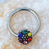 Rainbow Flower Snap-in Captive Bead Ring / Septum Ring