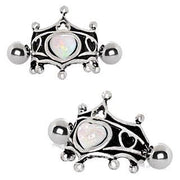 316L Stainless Steel Medieval Design Heart Crown Cartilage Cuff Earrin