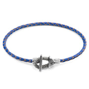 Royal Blue Cullen Silver and Braided Leather Bracelet