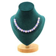 Rose Quartz + Lavender Chalcedony 8 mm 20 beads necklace.