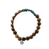 Chrysocolla from USA + wood Bracelet 8 mm Beads.