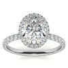 White Gold Moissanite Oval Shape Halo Ring – LR00392