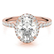 Rose Gold Moissanite Oval Shape Halo Ring – LR00392