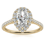 Yellow Gold Pear Shape Moissanite Ring – 00560