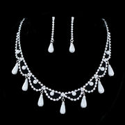 Bridal Wedding Jewelry Set Crystal Rhinestone Pearl DG