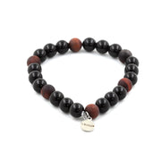 Black Agate + Matte Red Tiger's Eye Bracelet 8 mm Beads.