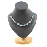 Rose Quartz + Blue Apatite from Brazil 20 beads necklace.