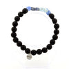 Blue Kyanite from Brazil + Matte Black Onyx Bracelet 8 mm Beads.