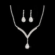 Bridal Wedding Jewelry Set Necklace Earring Crystal Rhinestone LG V
