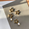 Star Hoop Pearl Earrings