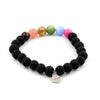 Multicolor Tourmaline + Matte black Onyx Bracelet 8 mm Beads.