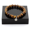 Tiger's Eye + Wood Bracelet 8 mm Beads.