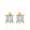 Yellow Gold Moissanite Single Solitaire Princess Earring – WE0074