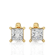 Yellow Gold Moissanite Single Solitaire Princess Earring – WE0074