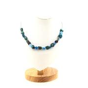 Chrysocolla + Blue Apatite from Brazil 20 beads necklace.