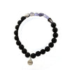 Iolite Cordierite + Matte Black Onyx Bracelet 8 mm Beads.