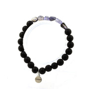 Iolite Cordierite + Matte Black Onyx Bracelet 8 mm Beads.