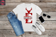 351. MONOGRAMMED RED REINDEER CHRISTMAS E, Custom Made Shirt,