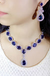 Artificial Diamond Necklace Set Blue Cz Stone Party Wear Jewellery