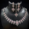 Pink Stone Women Necklace Set With Long Maang Tika & Two Drop Earring