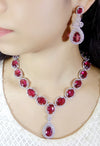 Artificial Diamond Necklace Set Maroon Cz Stone Party Wear Jewellery