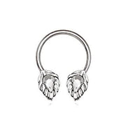 316L Stainless Steel Silver Plated Jeweled Leaf Horseshoe