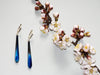 Long earrings dangle of Buffalo horn Blue earrings