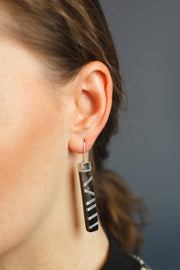 Black horn and aluminum earrings
