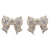 Gorgeous Fashion Ribbon Bow Design Crystal Rhinestone Pave Stud