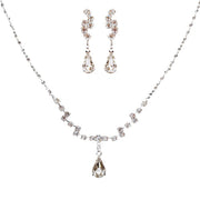 Bridal Wedding Jewelry Set Crystal Rhinestone Simple Teardrop Necklace