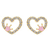 Sparkle Heart Shape with Crown Fashion Medium Stud Earrings Valentine