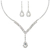 Bridal Wedding Jewelry Set  Necklace Earring Crystal Rhinestone V Drop